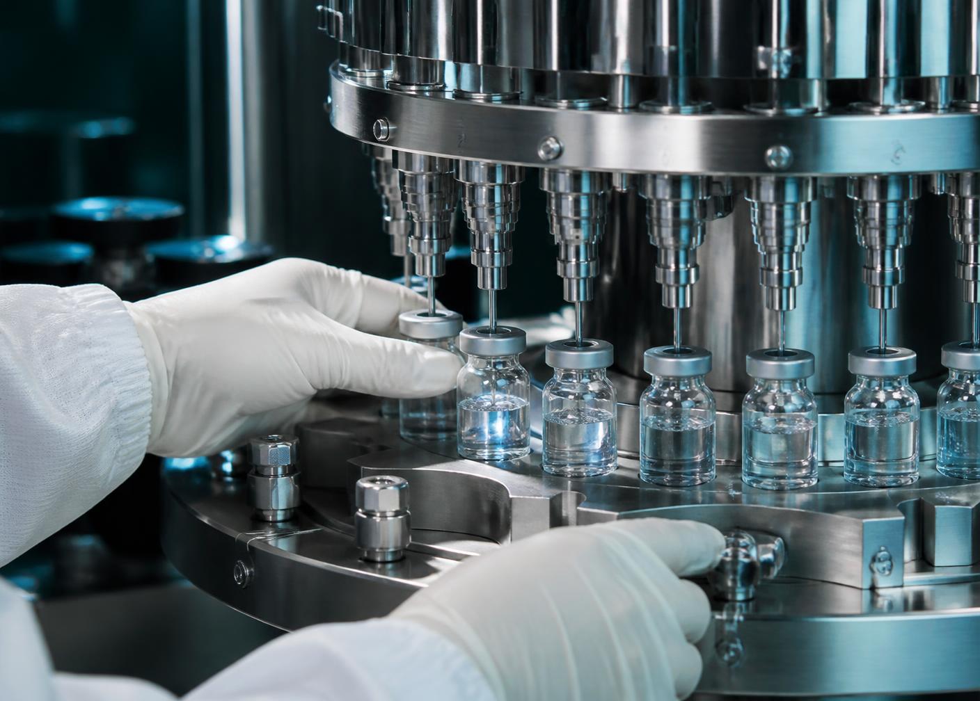 Automated vial filling line in a clean room